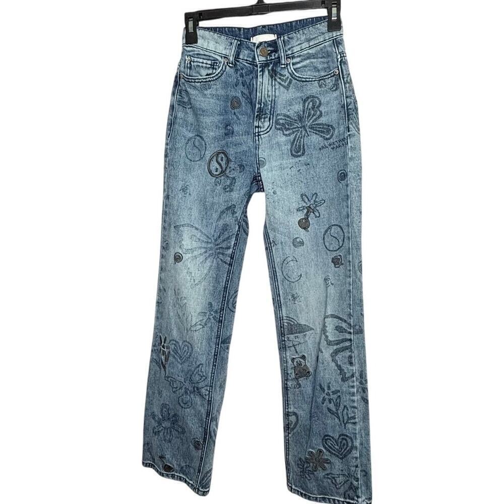 BDG Cowboy Doodle Trendy Streetwear Indie Embroidered Denim Jeans Size 24